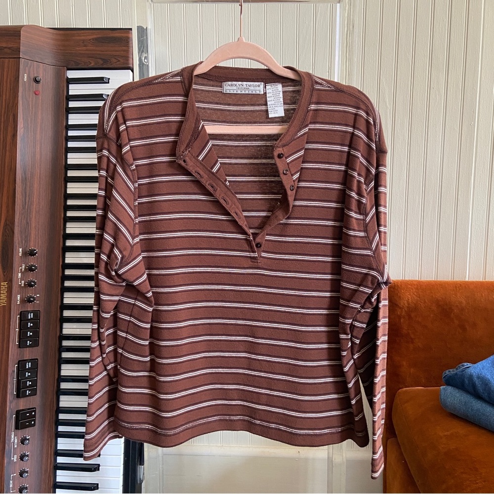 vintage brown striped long sleeve tee